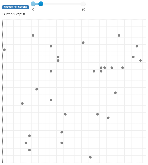 Grid with several grey agents populating it.